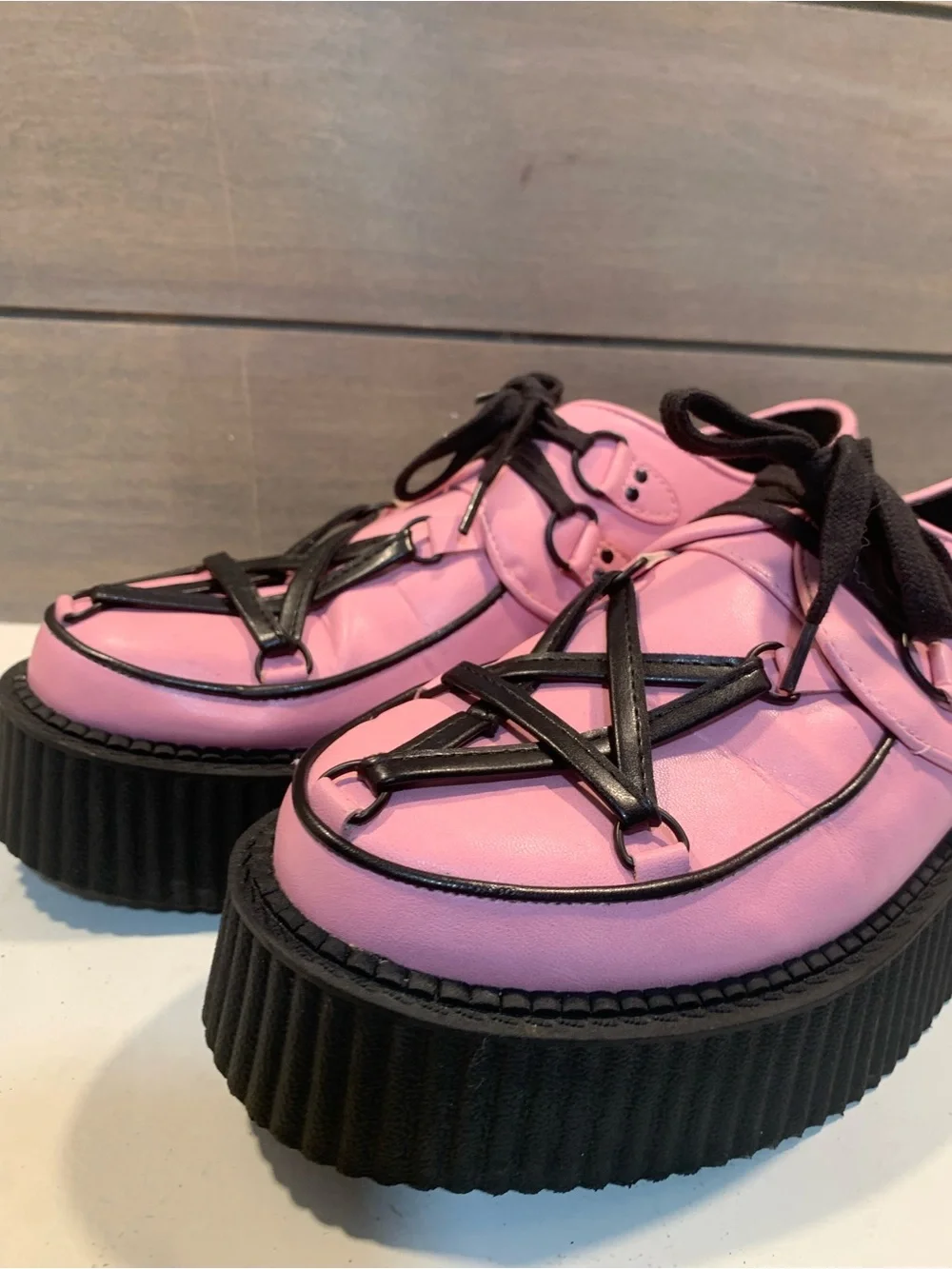 Killstar Hexellent Creepers Pink Black Platform Sz 10 Steam Punk Whimsigoth